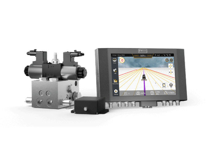 The AH1 Hydraulic Autosteering Kit empowers agricultural machinery to effectively regulate hydraulic fluid flow, adjusting steering direction and angle with 2.5 cm accuracy.