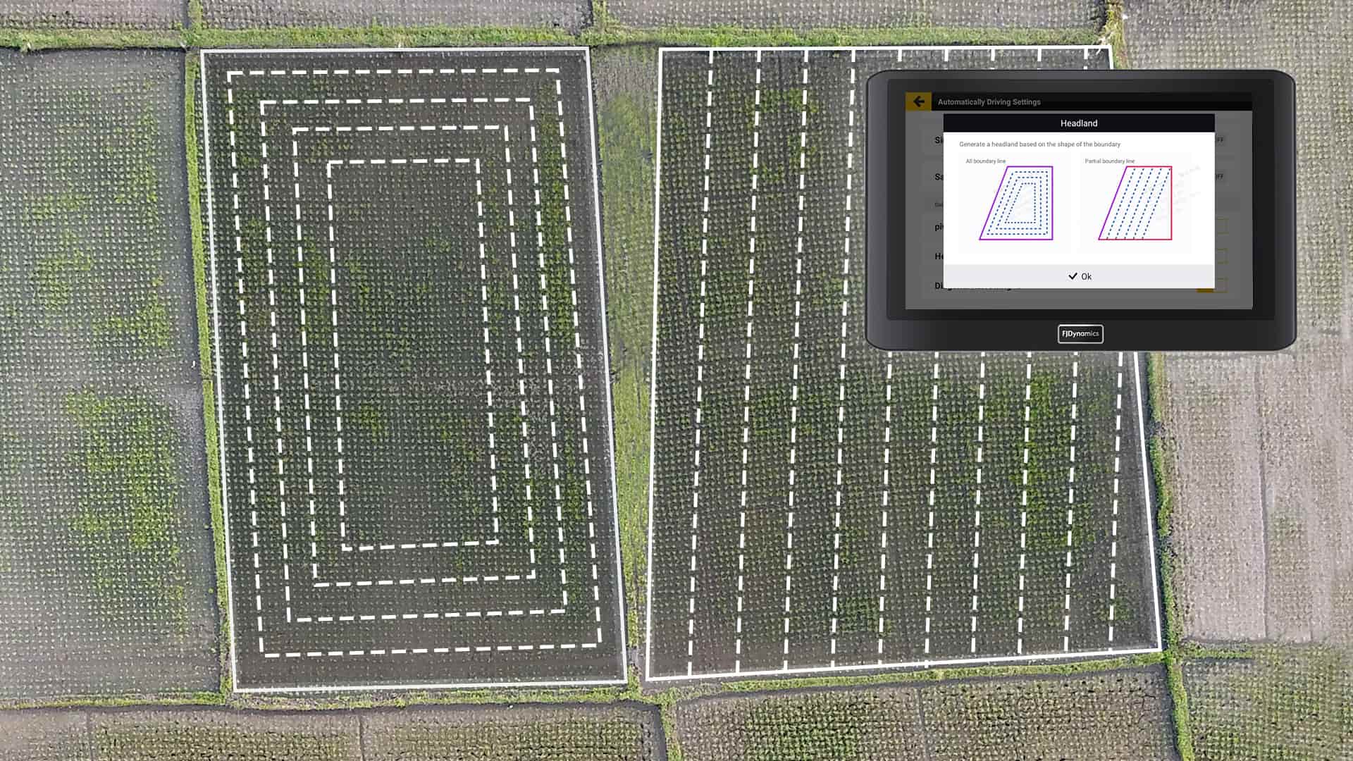 Generate guidance lines based on the boundary shape, and select either the entire boundary or specific segments as the guidance line.